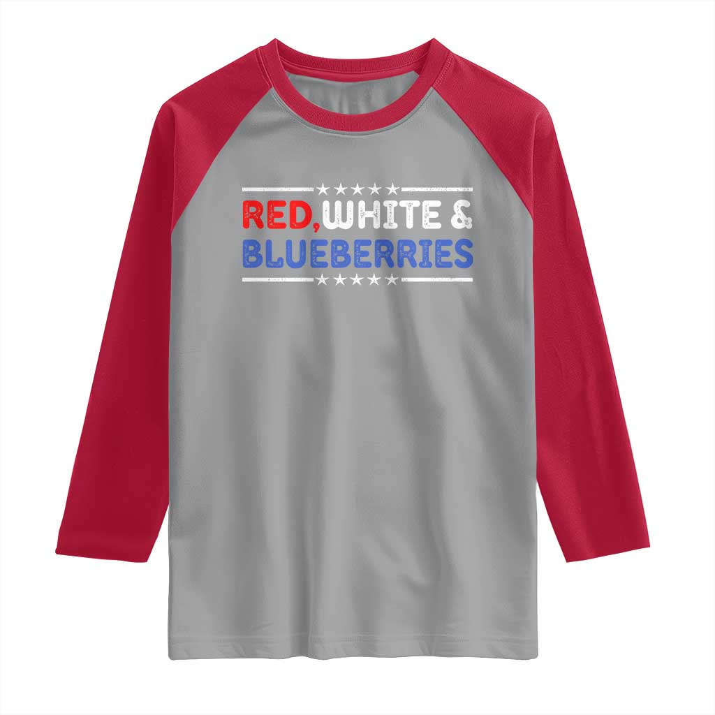Red White and Blueberries Raglan Shirt Patriotic Tribute Memorial TS02 Sport Gray Red Print Your Wear