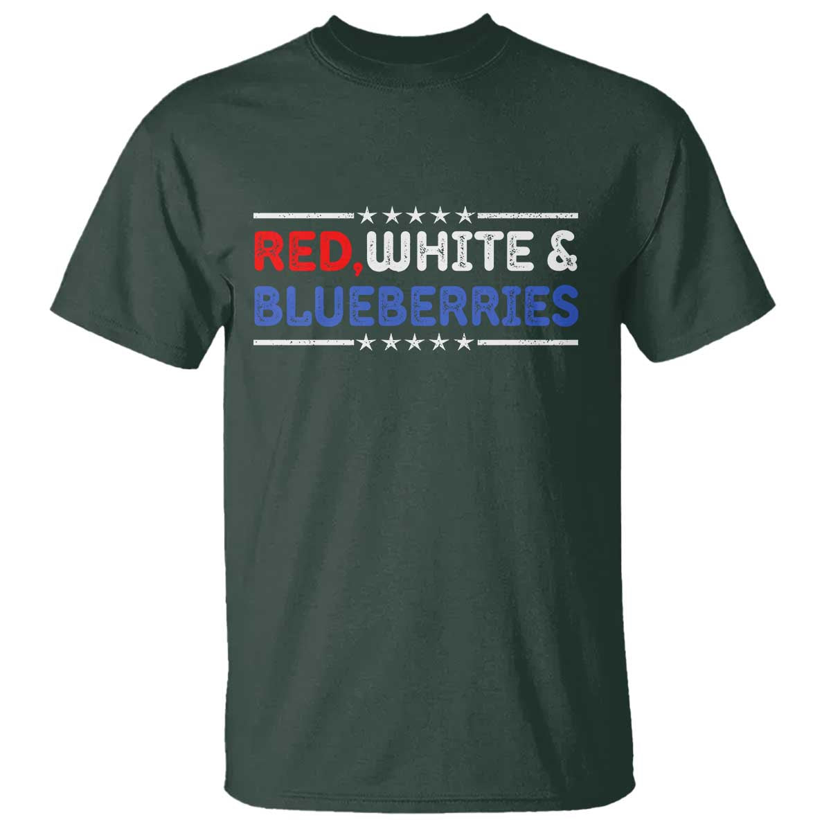 Red White and Blueberries T Shirt Patriotic Tribute Memorial TS02 Dark Forest Green Print Your Wear