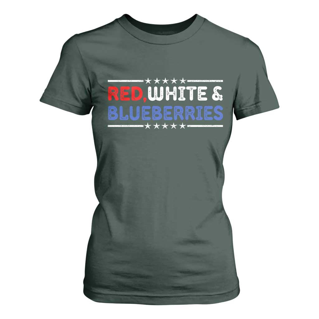 Red White and Blueberries T Shirt For Women Patriotic Tribute Memorial TS02 Dark Forest Green Print Your Wear