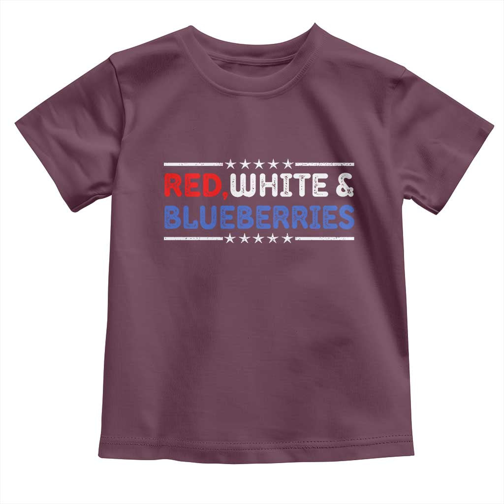 Red White and Blueberries Toddler T Shirt Patriotic Tribute Memorial TS02 Maroon Print Your Wear