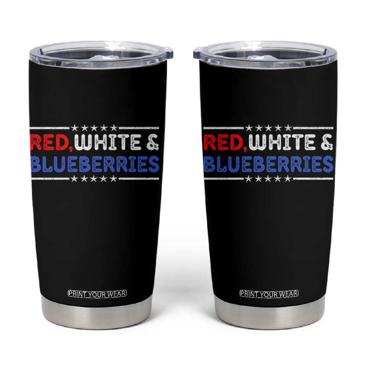 Red White and Blueberries Tumbler Cup Patriotic Tribute Memorial TS02 Black Print Your Wear
