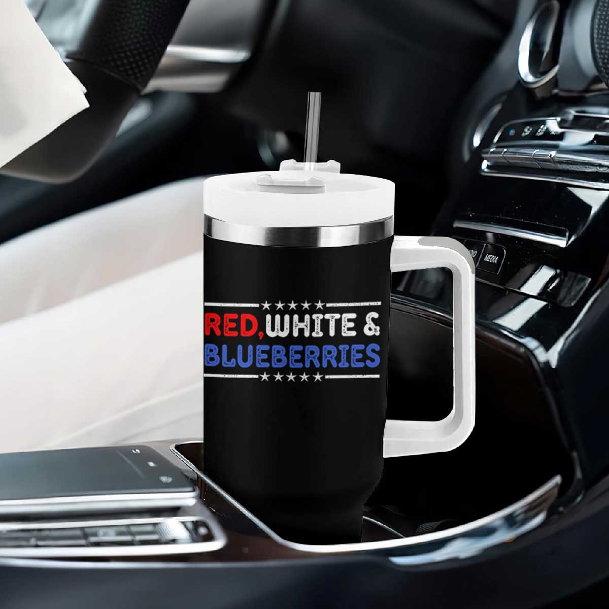 Red White and Blueberries Tumbler With Handle Patriotic Tribute Memorial TS02 Print Your Wear