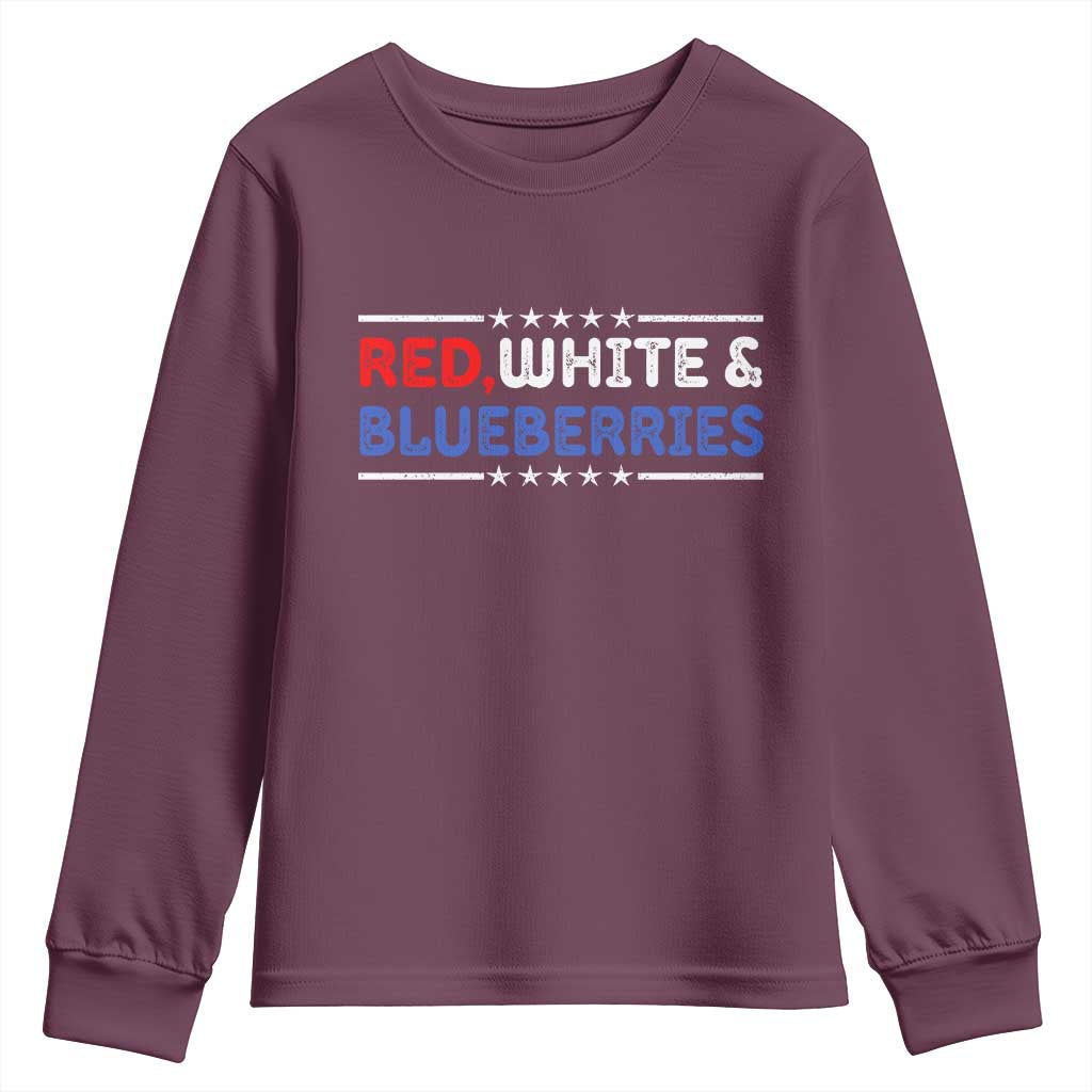 Red White and Blueberries Youth Sweatshirt Patriotic Tribute Memorial TS02 Maroon Print Your Wear