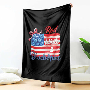 Red White and Blueberries Throw Blanket Patriotic Vintage American Flag Coquette Bow TS02 Print Your Wear