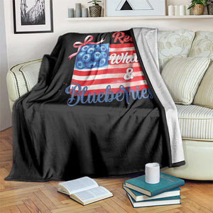 Red White and Blueberries Throw Blanket Patriotic Vintage American Flag Coquette Bow TS02 Print Your Wear