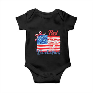 Red White and Blueberries Baby Onesie Patriotic Vintage American Flag Coquette Bow TS02 Black Print Your Wear