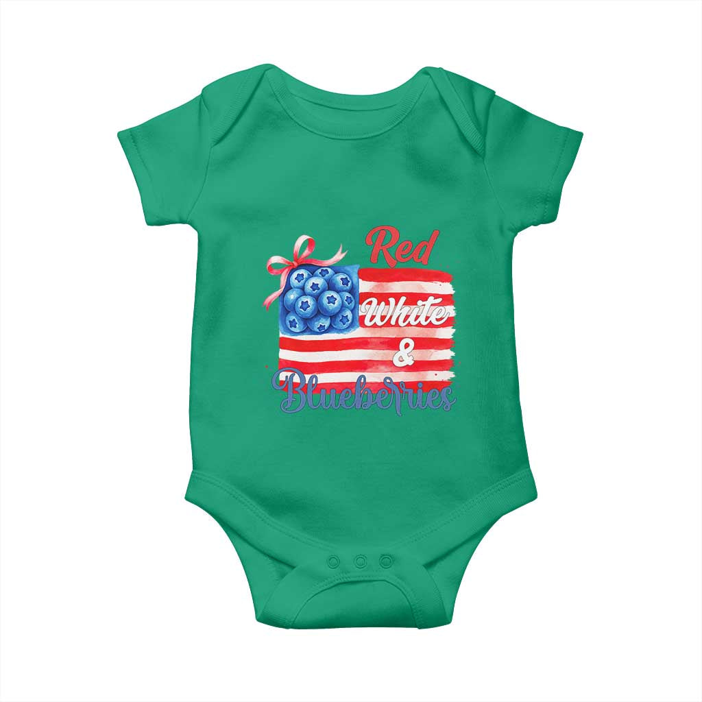 Red White and Blueberries Baby Onesie Patriotic Vintage American Flag Coquette Bow TS02 Irish Green Print Your Wear