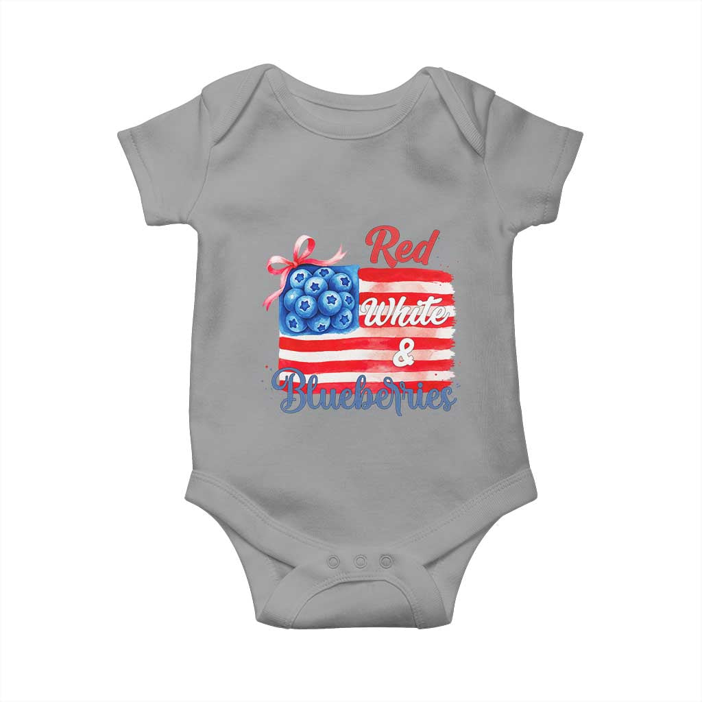 Red White and Blueberries Baby Onesie Patriotic Vintage American Flag Coquette Bow TS02 Sport Gray Print Your Wear