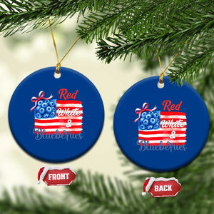 Red White and Blueberries Ceramic Ornament Patriotic Vintage American Flag Coquette Bow TS02 1pc Blue Print Your Wear