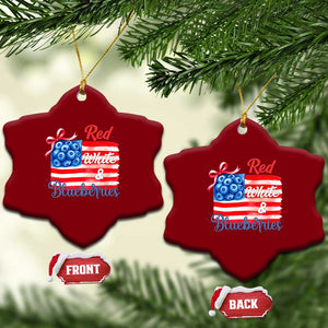 Red White and Blueberries Ceramic Ornament Patriotic Vintage American Flag Coquette Bow TS02 Print Your Wear