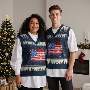 Red White and Blueberries V-Neck Knit Sweater Vest Patriotic Vintage American Flag Coquette Bow TS02 Navy Beige Print Your Wear
