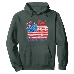 Red White and Blueberries Hoodie Patriotic Vintage American Flag Coquette Bow TS02 Dark Forest Green Print Your Wear