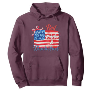 Red White and Blueberries Hoodie Patriotic Vintage American Flag Coquette Bow TS02 Maroon Print Your Wear