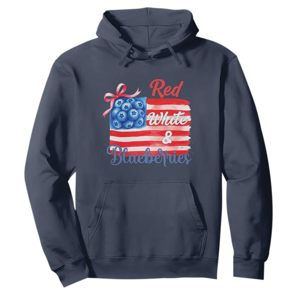 Red White and Blueberries Hoodie Patriotic Vintage American Flag Coquette Bow TS02 Navy Print Your Wear