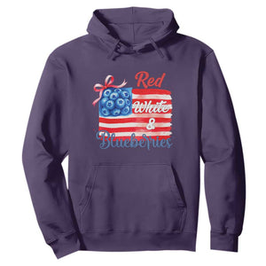 Red White and Blueberries Hoodie Patriotic Vintage American Flag Coquette Bow TS02 Purple Print Your Wear