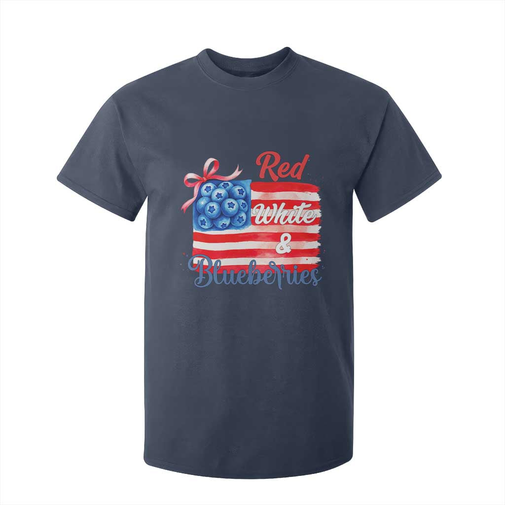 Red White and Blueberries T Shirt For Kid Patriotic Vintage American Flag Coquette Bow TS02 Navy Print Your Wear