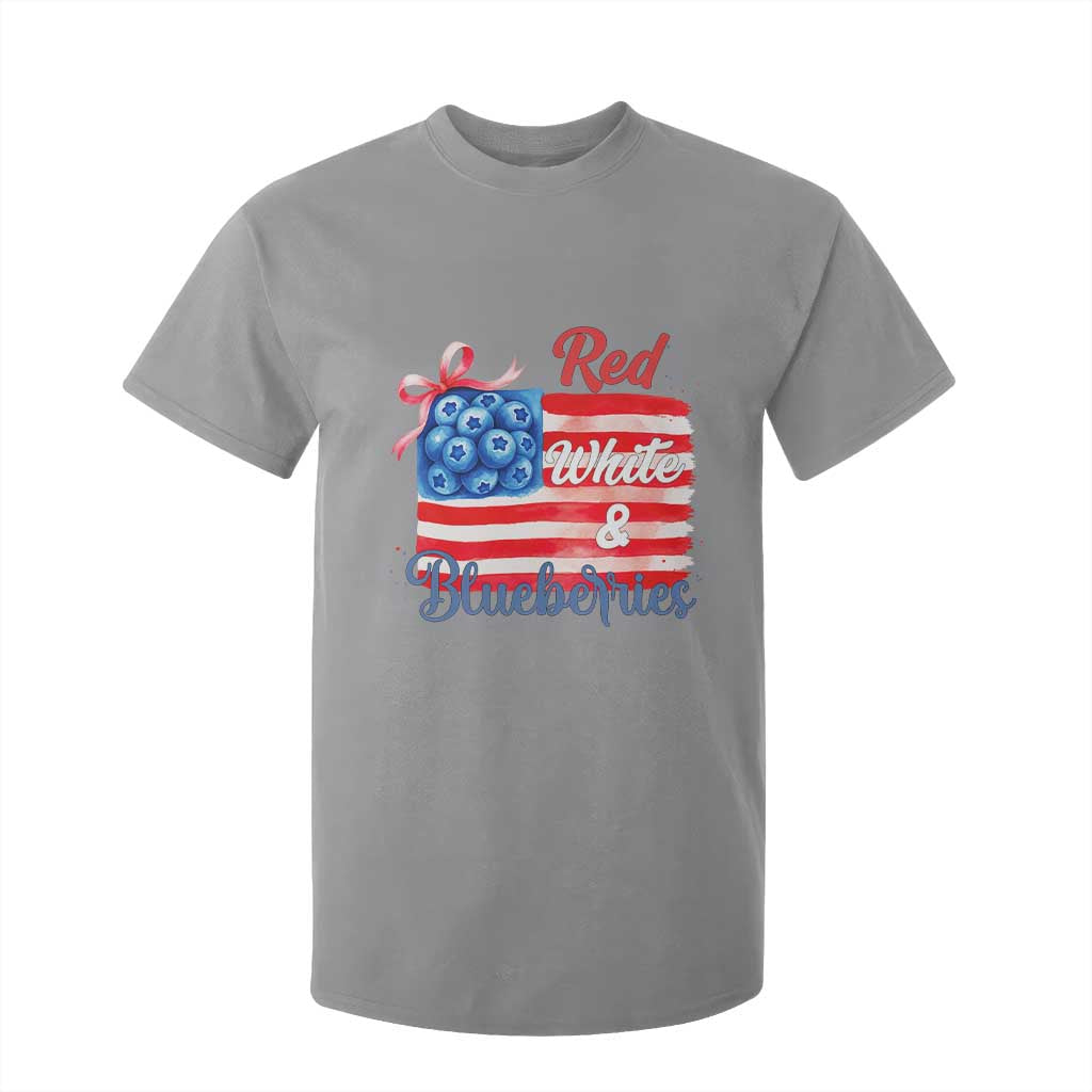 Red White and Blueberries T Shirt For Kid Patriotic Vintage American Flag Coquette Bow TS02 Sport Gray Print Your Wear