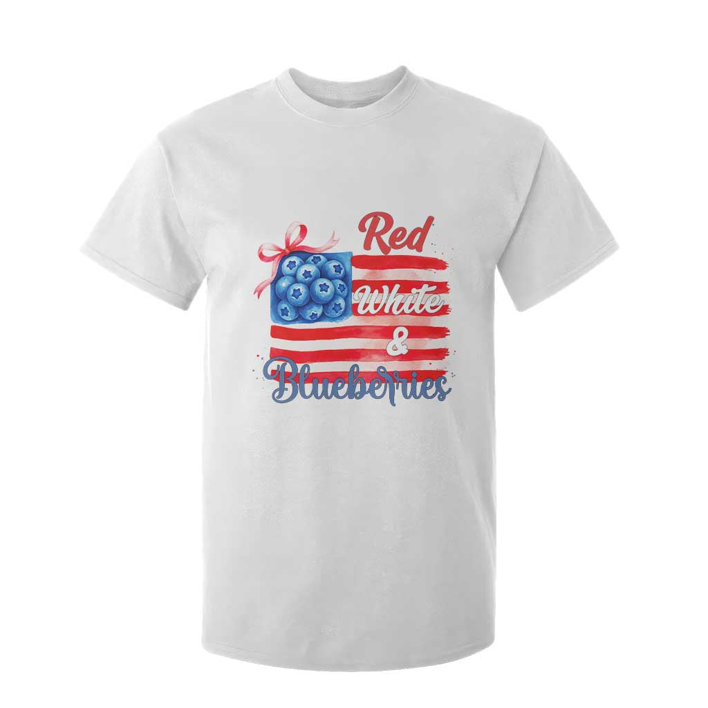 Red White and Blueberries T Shirt For Kid Patriotic Vintage American Flag Coquette Bow TS02 White Print Your Wear