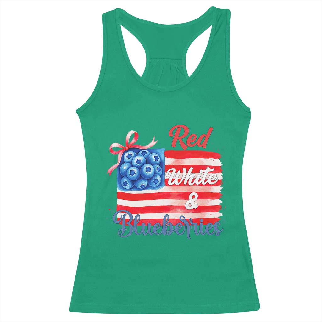 Red White and Blueberries Racerback Tank Top Patriotic Vintage American Flag Coquette Bow TS02 Irish Green Print Your Wear