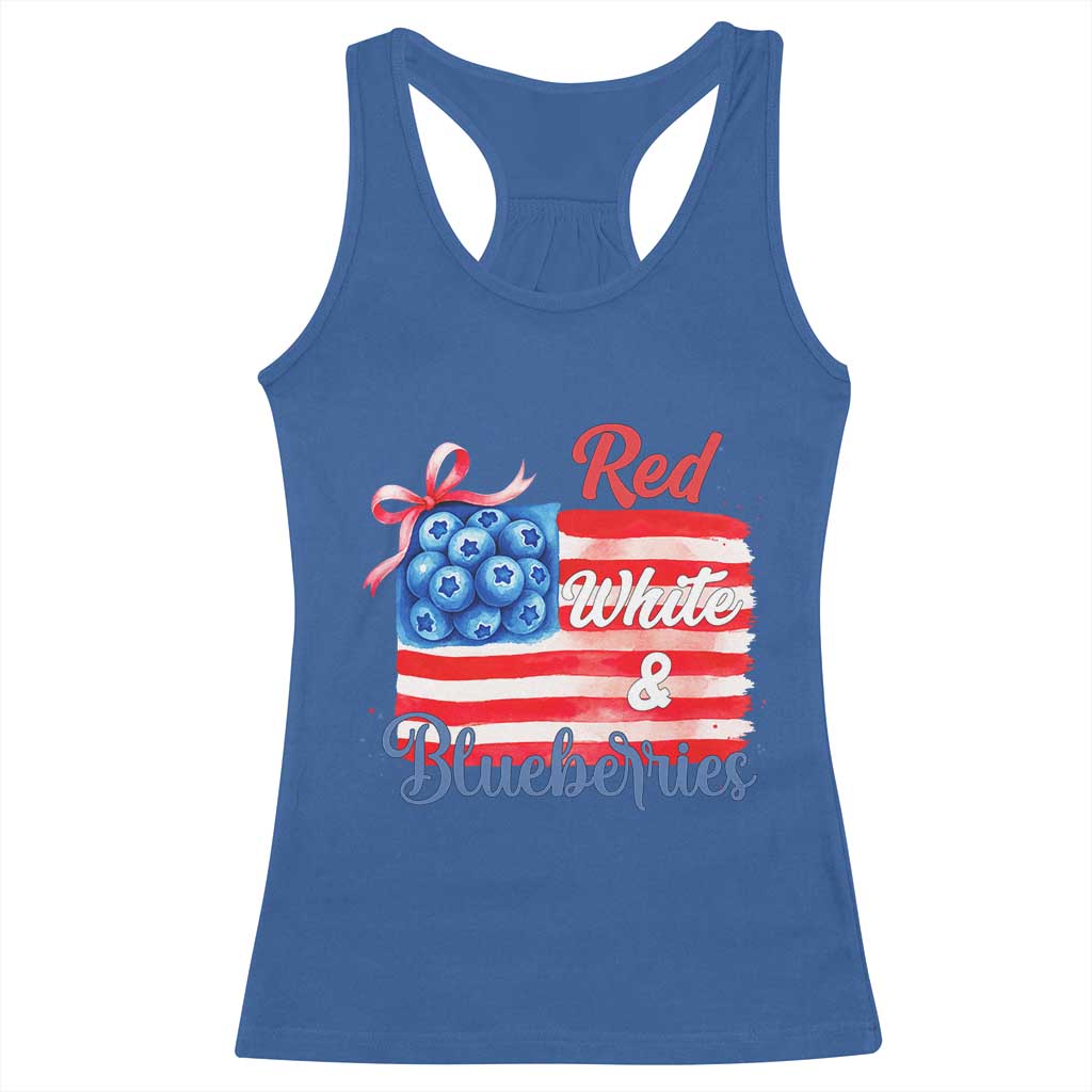 Red White and Blueberries Racerback Tank Top Patriotic Vintage American Flag Coquette Bow TS02 Royal Blue Print Your Wear