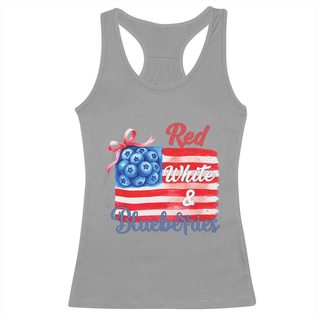 Red White and Blueberries Racerback Tank Top Patriotic Vintage American Flag Coquette Bow TS02 Sport Gray Print Your Wear