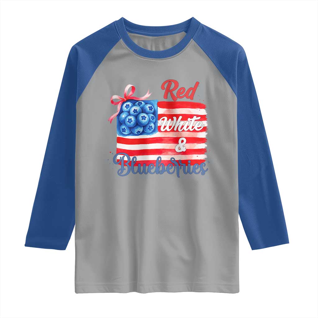 Red White and Blueberries Raglan Shirt Patriotic Vintage American Flag Coquette Bow TS02 Sport Gray Royal Print Your Wear