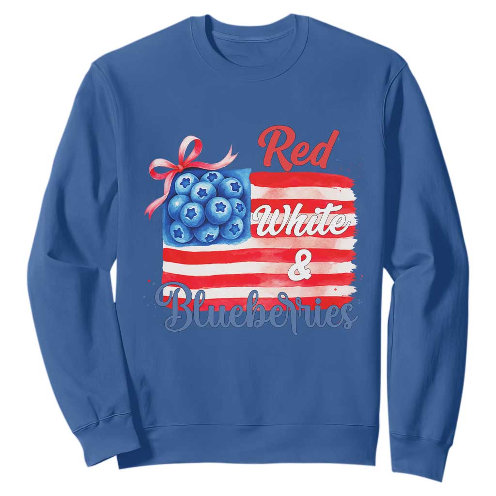 Red White and Blueberries Sweatshirt Patriotic Vintage American Flag Coquette Bow TS02 Royal Blue Print Your Wear
