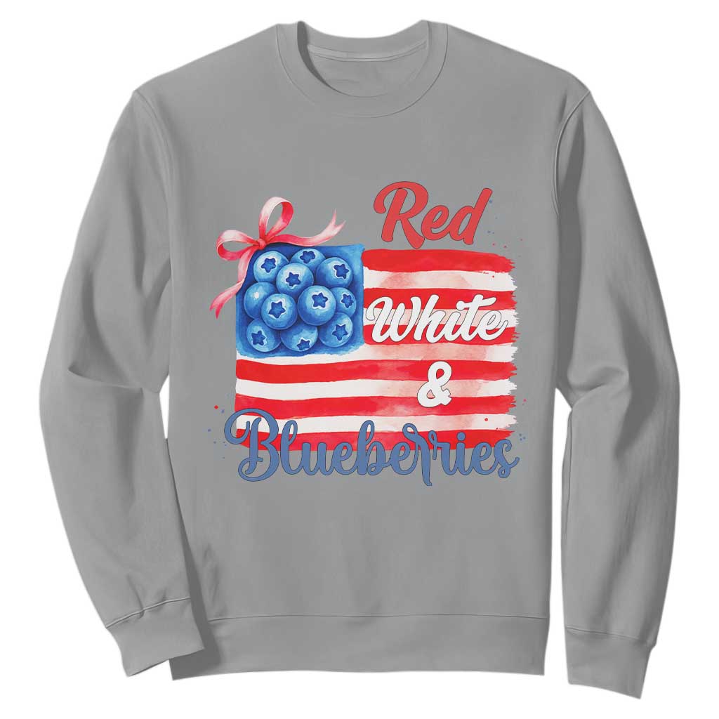 Red White and Blueberries Sweatshirt Patriotic Vintage American Flag Coquette Bow TS02 Sport Gray Print Your Wear