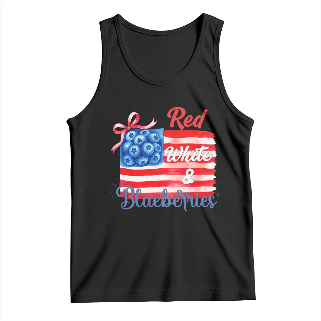 Red White and Blueberries Tank Top Patriotic Vintage American Flag Coquette Bow TS02 Black Print Your Wear