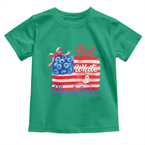 Red White and Blueberries Toddler T Shirt Patriotic Vintage American Flag Coquette Bow TS02 Irish Green Print Your Wear