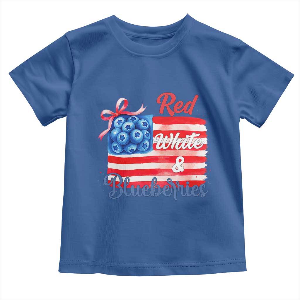Red White and Blueberries Toddler T Shirt Patriotic Vintage American Flag Coquette Bow TS02 Royal Blue Print Your Wear