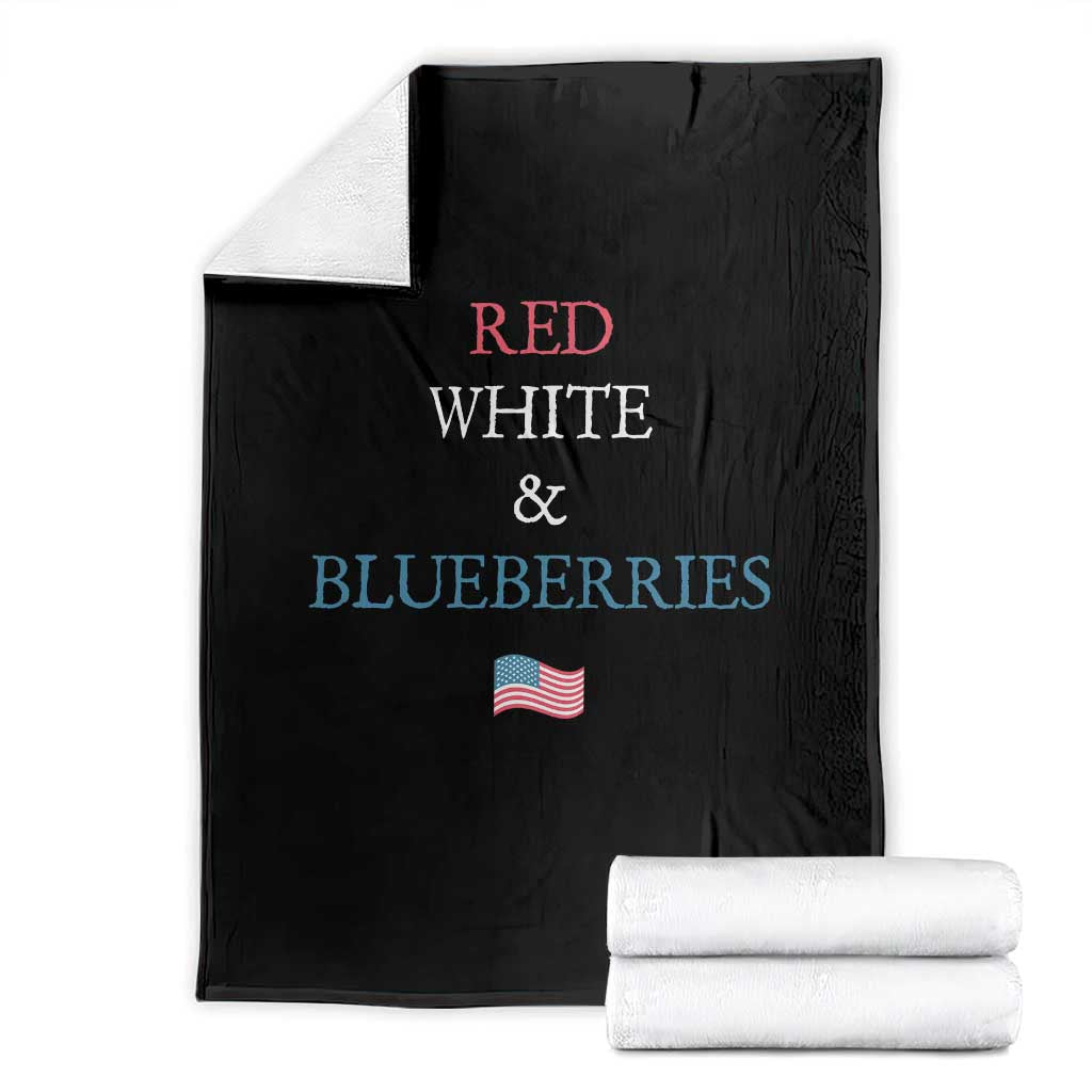 Red White and Blueberries Throw Blanket Vintage American Flag Patriotic TS02 Black Print Your Wear