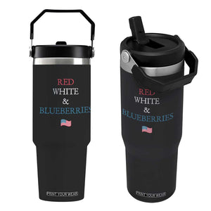 Red White and Blueberries Flip Straw Tumbler Vintage American Flag Patriotic TS02 One Size: 30 oz Black Print Your Wear
