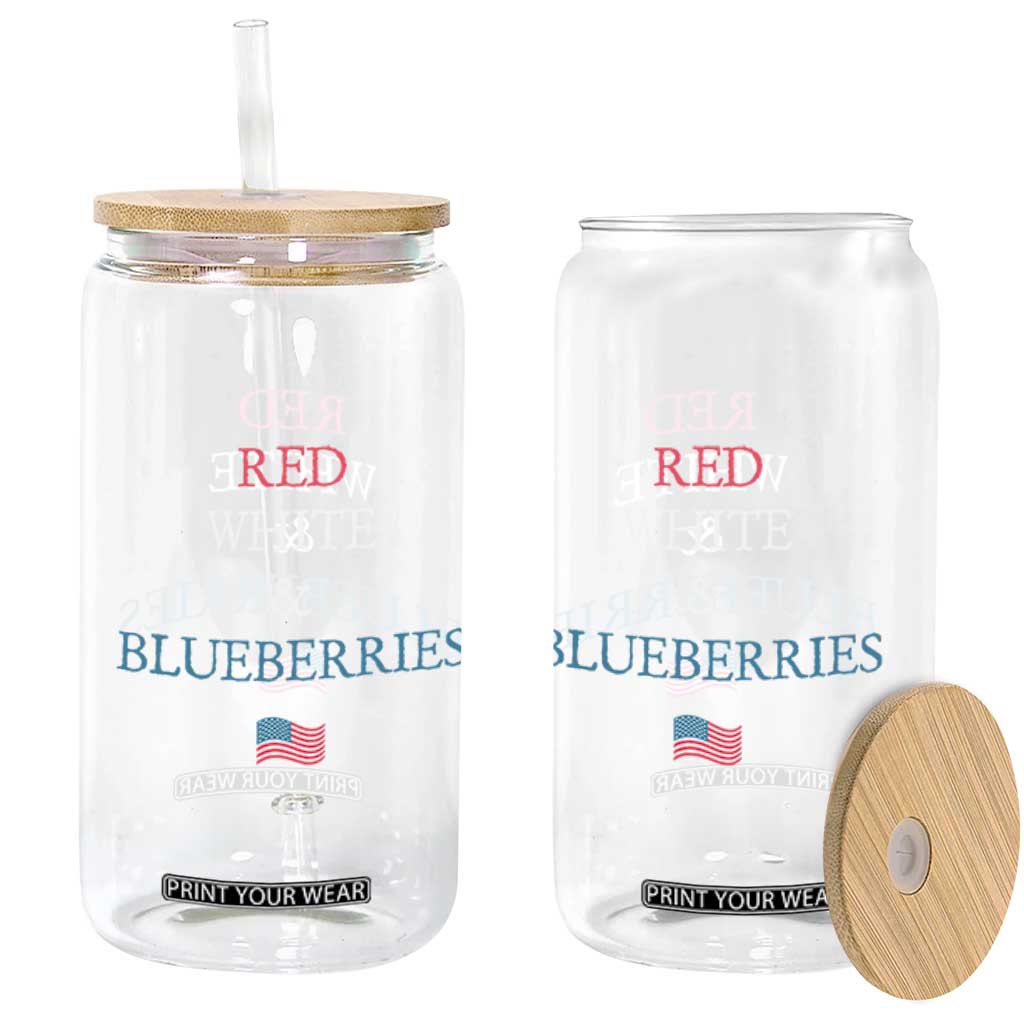 Red White and Blueberries Glass Can Vintage American Flag Patriotic TS02 Print Your Wear