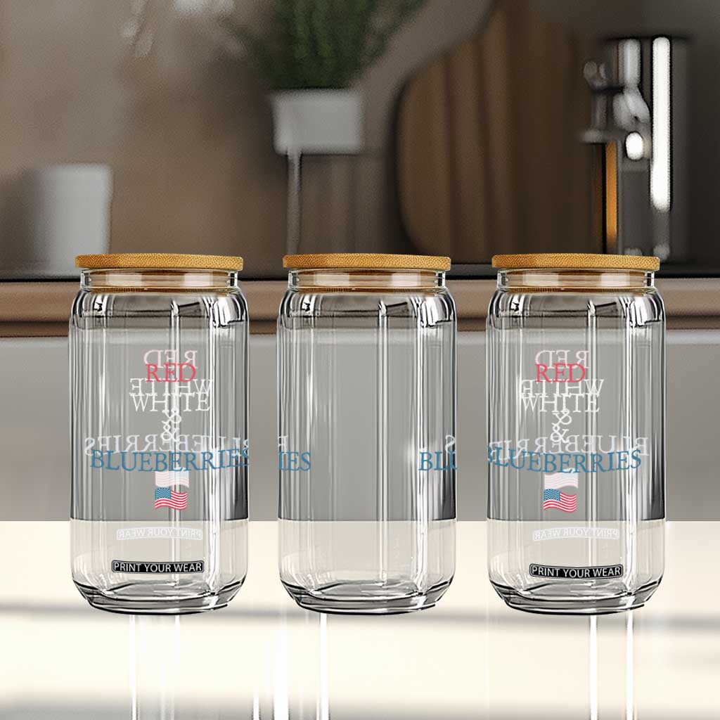 Red White and Blueberries Glass Can Vintage American Flag Patriotic TS02 Print Your Wear