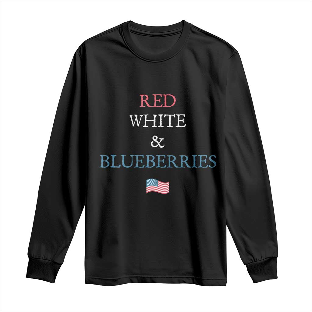 Red White and Blueberries Long Sleeve Shirt Vintage American Flag Patriotic TS02 Black Print Your Wear