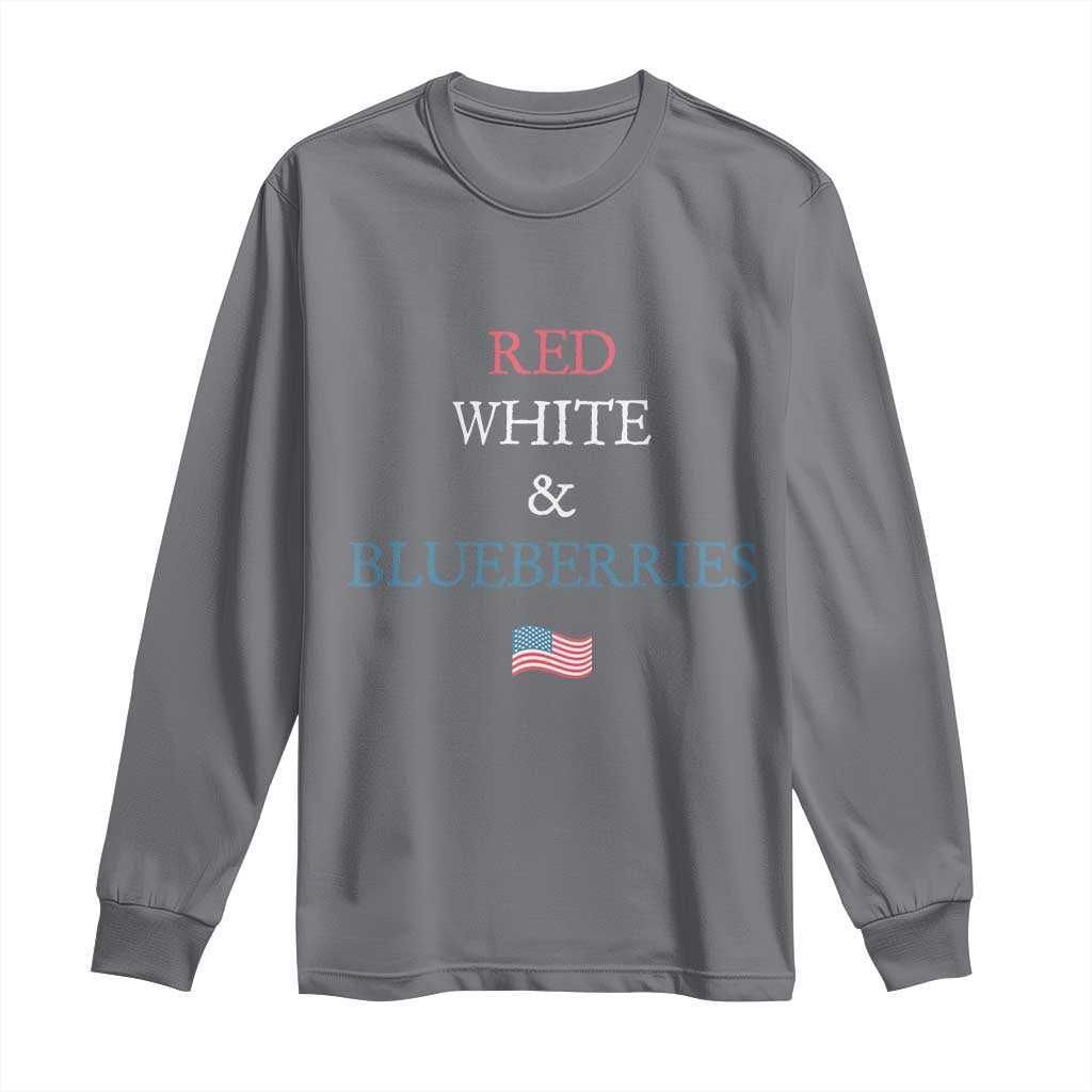 Red White and Blueberries Long Sleeve Shirt Vintage American Flag Patriotic TS02 Charcoal Print Your Wear