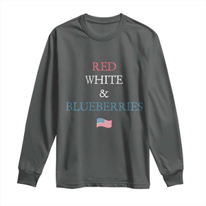 Red White and Blueberries Long Sleeve Shirt Vintage American Flag Patriotic TS02 Dark Heather Print Your Wear