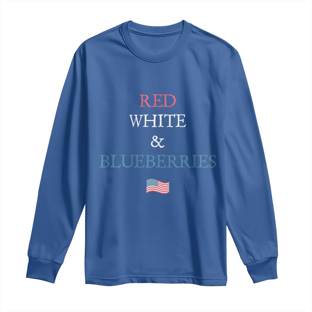 Red White and Blueberries Long Sleeve Shirt Vintage American Flag Patriotic TS02 Royal Blue Print Your Wear