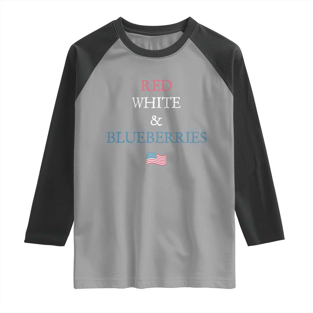 Red White and Blueberries Raglan Shirt Vintage American Flag Patriotic TS02 Sport Gray Black Print Your Wear