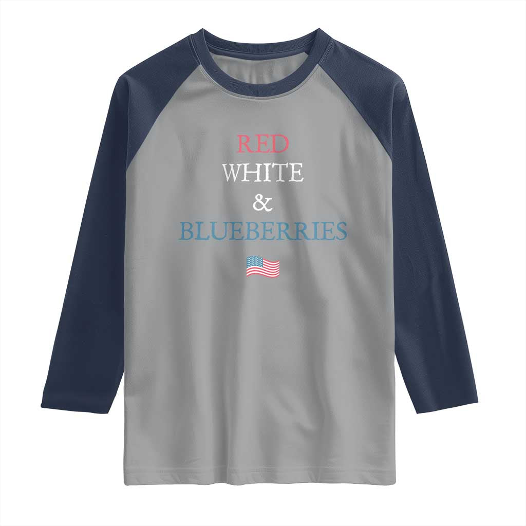 Red White and Blueberries Raglan Shirt Vintage American Flag Patriotic TS02 Sport Gray Navy Print Your Wear