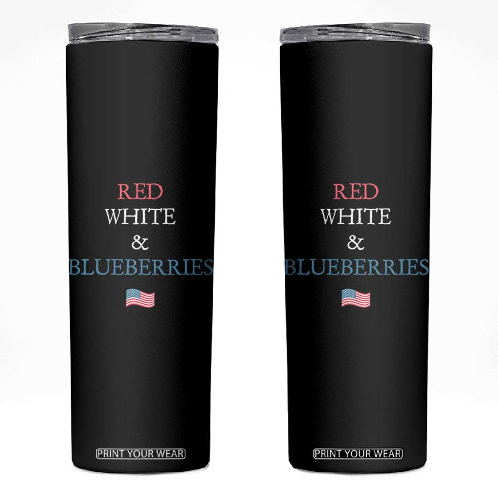 Red White and Blueberries Skinny Tumbler Vintage American Flag Patriotic TS02 Black Print Your Wear
