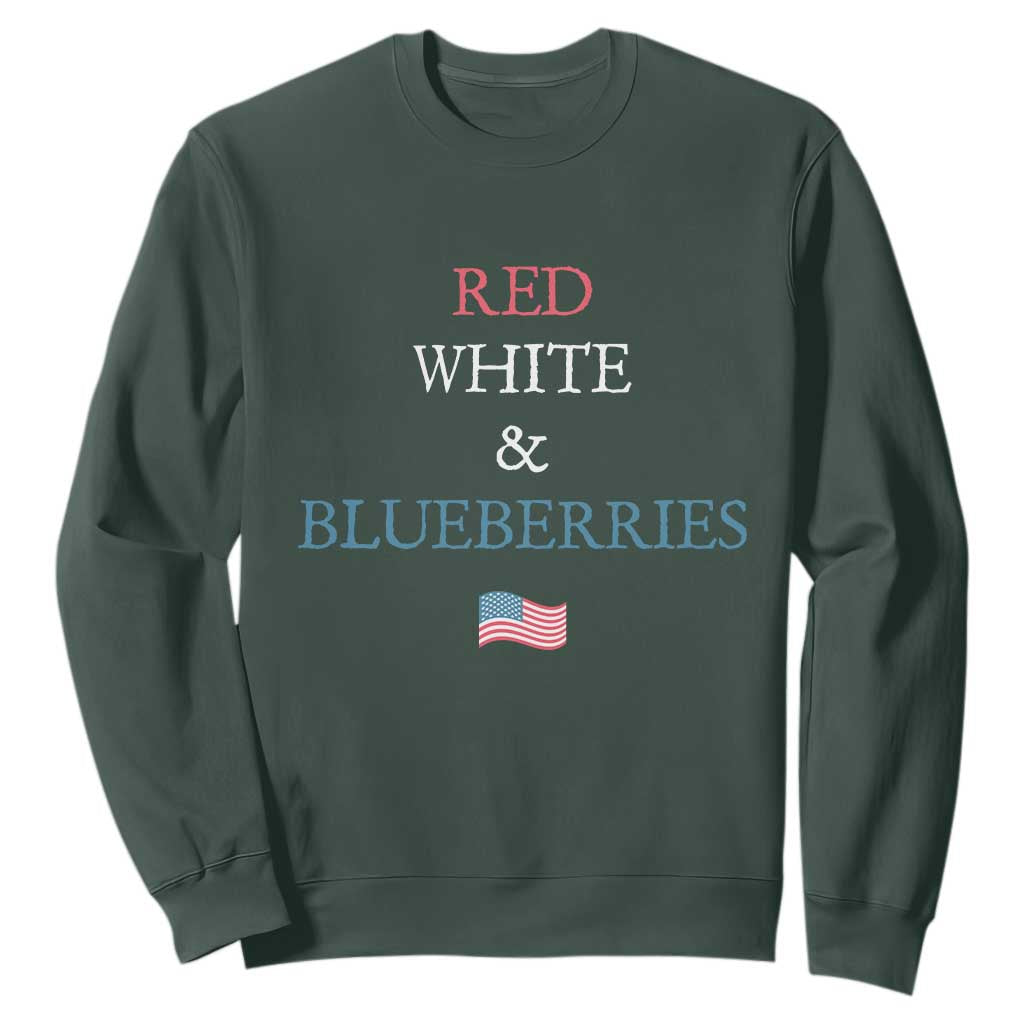 Red White and Blueberries Sweatshirt Vintage American Flag Patriotic TS02 Dark Forest Green Print Your Wear