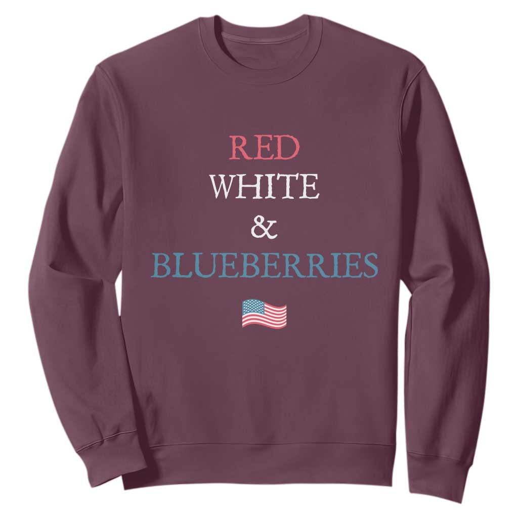 Red White and Blueberries Sweatshirt Vintage American Flag Patriotic TS02 Maroon Print Your Wear