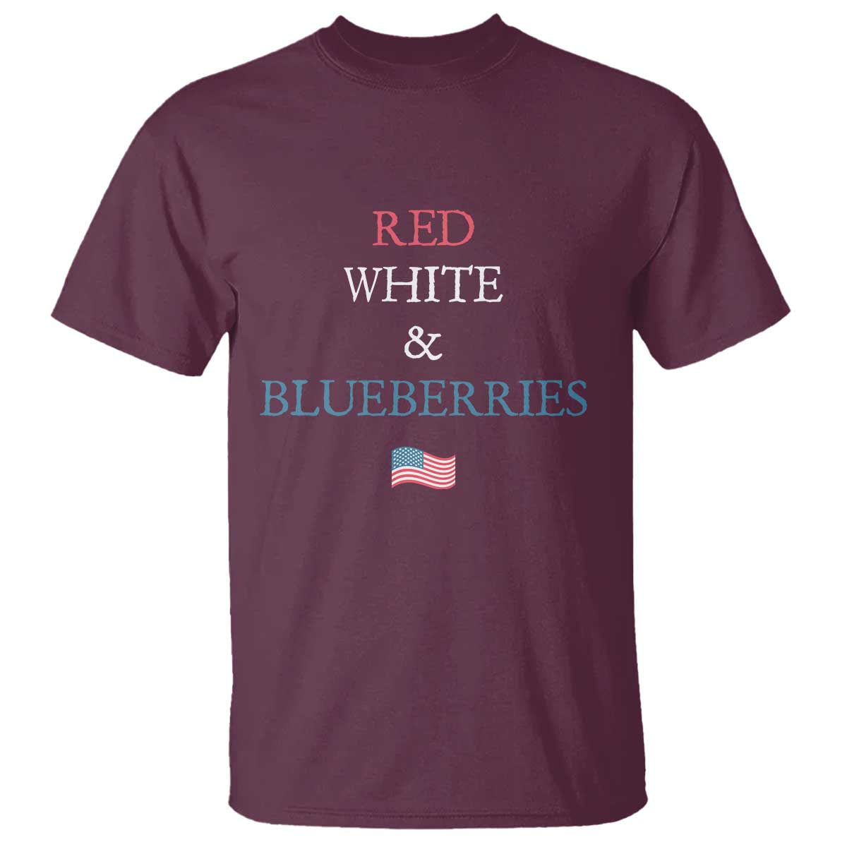 Red White and Blueberries T Shirt Vintage American Flag Patriotic TS02 Maroon Print Your Wear