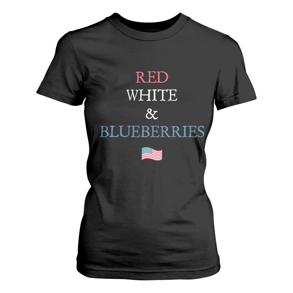 Red White and Blueberries T Shirt For Women Vintage American Flag Patriotic TS02 Black Print Your Wear
