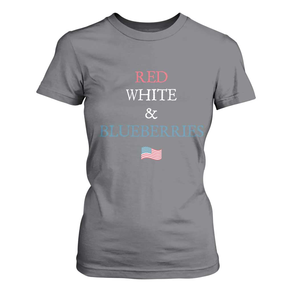 Red White and Blueberries T Shirt For Women Vintage American Flag Patriotic TS02 Charcoal Print Your Wear