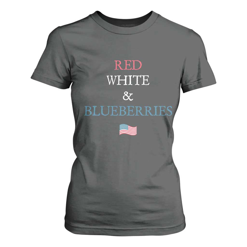 Red White and Blueberries T Shirt For Women Vintage American Flag Patriotic TS02 Dark Heather Print Your Wear