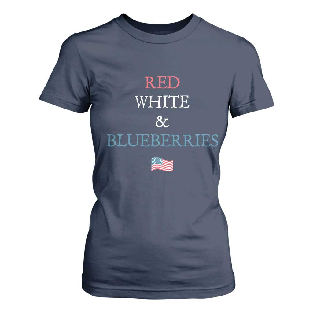 Red White and Blueberries T Shirt For Women Vintage American Flag Patriotic TS02 Navy Print Your Wear