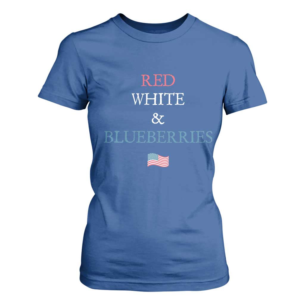 Red White and Blueberries T Shirt For Women Vintage American Flag Patriotic TS02 Royal Blue Print Your Wear